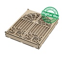 DXF, SVG files for laser Wedding Invitation box Iron Gate, Curly Hearts, Fancy Fence, Material thickness 3.2 mm (1/8 inch)