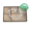 DXF, SVG files for laser Wedding box for magical memories with glass, sliding lid, calligraphy heart with flowers
