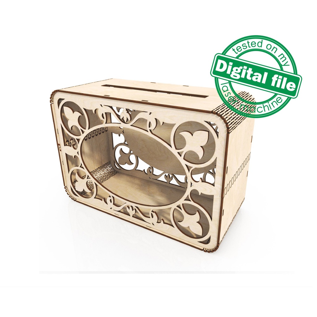 DXF, SVG files for laser Wedding card box MR&Mrs, money box, Vector projects, Glowforge, Engagement Card Box, Wedding Decor 1/8 inch(3.2 mm)