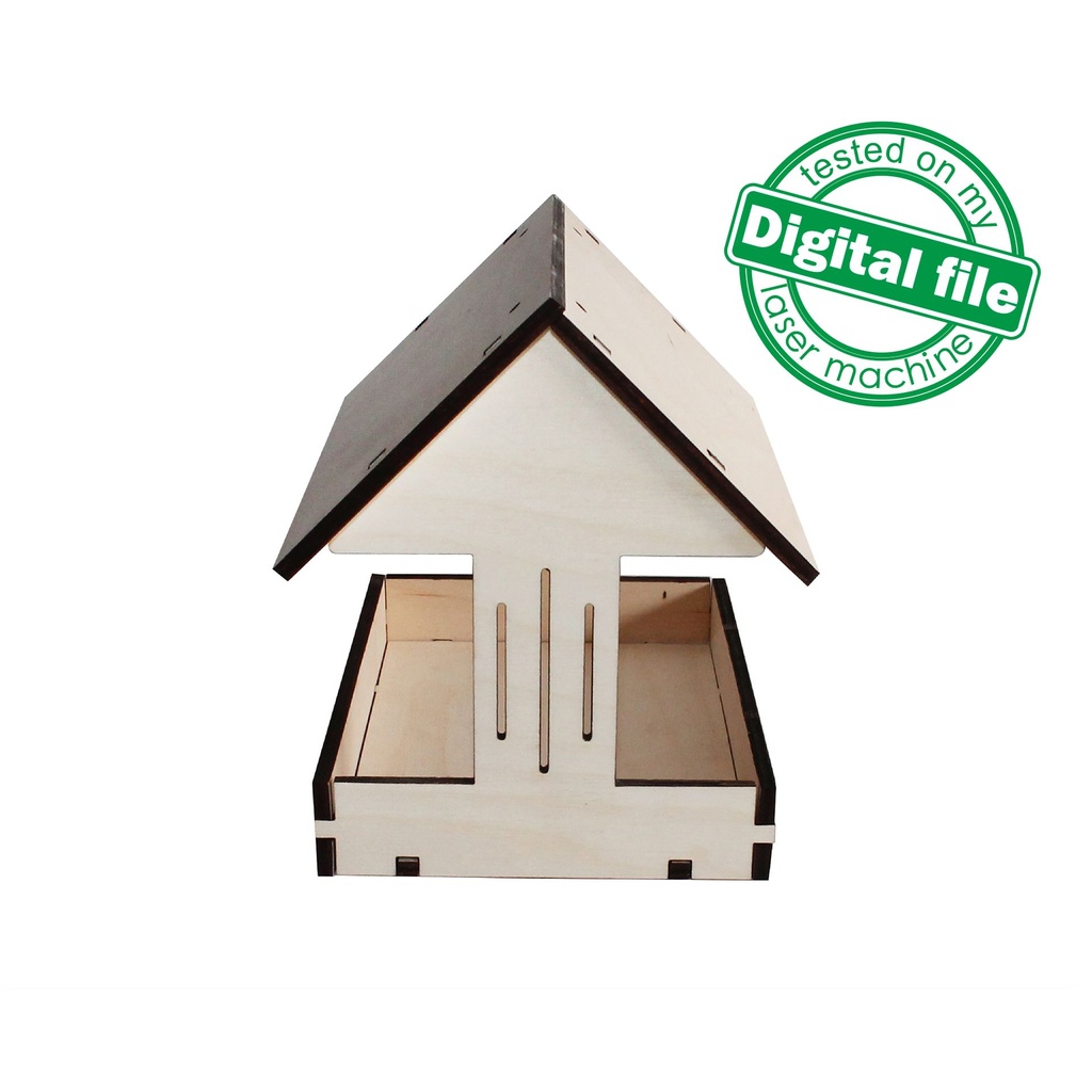 DXF, SVG files for laser Wooden Bird feeder, Glowforge, Vector Project, Two different material thickness 3.2 / 6.4 mm