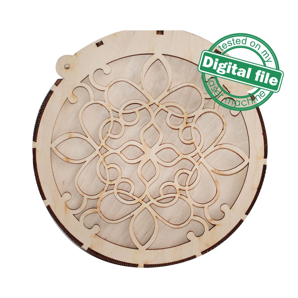 DXF, SVG files for laser Wooden Clutch bag, openwork carving mandala, handbag, flexible plywood, Living hinge, Material 1/8'' (3.2 mm)