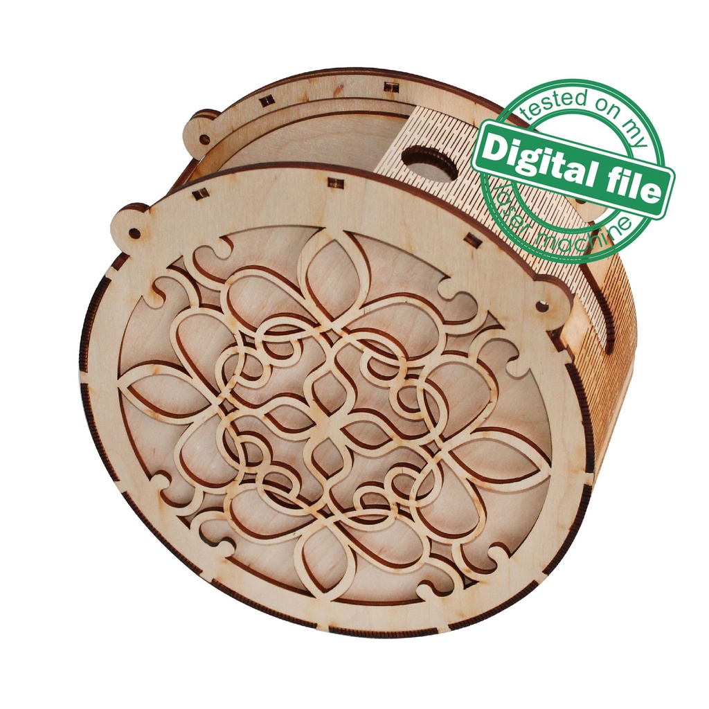 DXF, SVG files for laser Wooden Clutch bag, openwork carving mandala, handbag, flexible plywood, Living hinge, Material 1/8'' (3.2 mm)