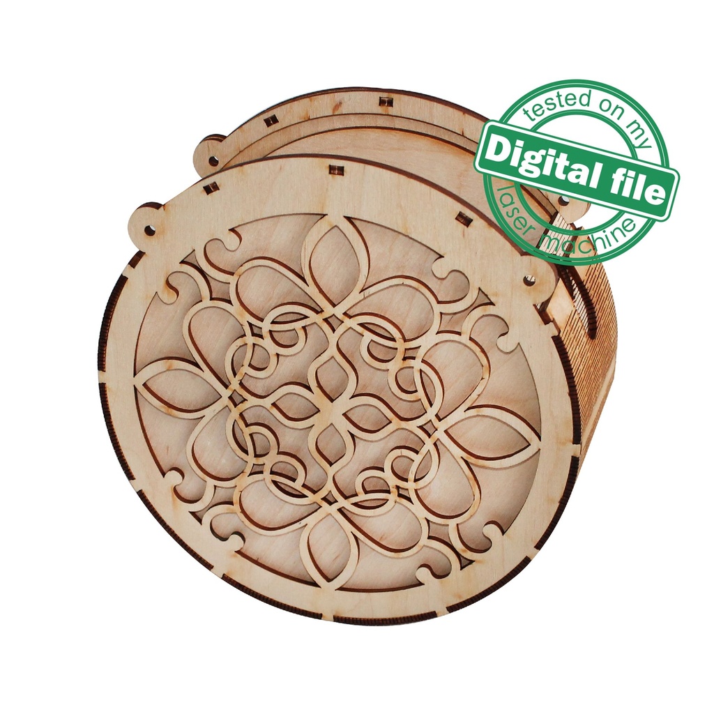 DXF, SVG files for laser Wooden Clutch bag, openwork carving mandala, handbag, flexible plywood, Living hinge, Material 1/8'' (3.2 mm)