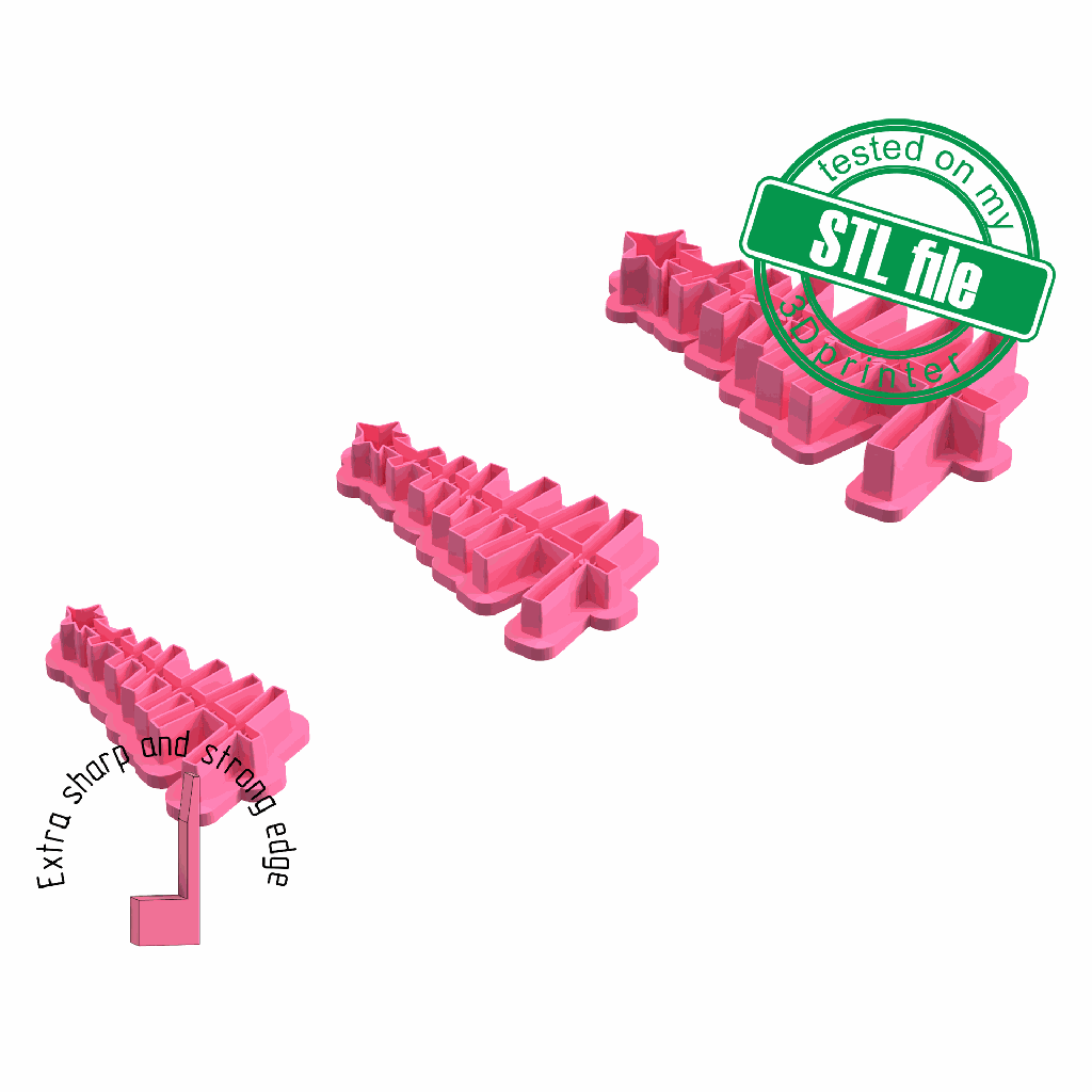 Christmas pallet tree, 3 Sizes, Digital STL File For 3D Printing, Polymer Clay Cutter, Earrings, Cookie, sharp, strong edge