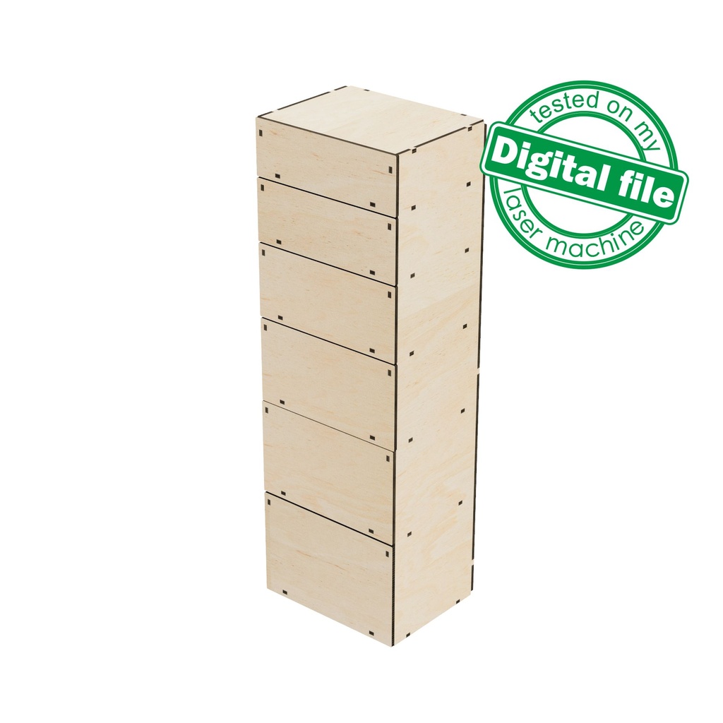 DXF, SVG files for laser Tall Wooden Chest of Drawers, Box Storage, different boxes, desk organization ideas, Material 3.2 mm (1/8'')