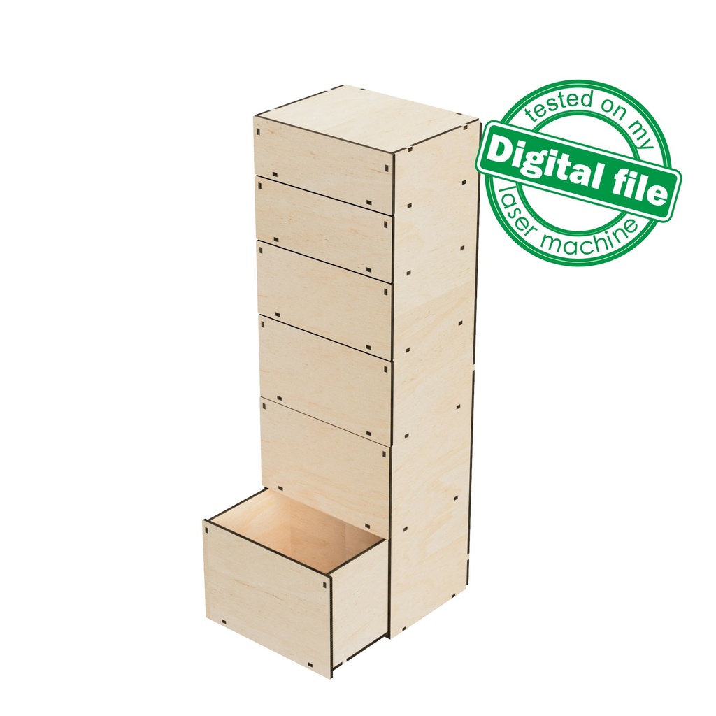 DXF, SVG files for laser Tall Wooden drawers with different boxes, Box ...
