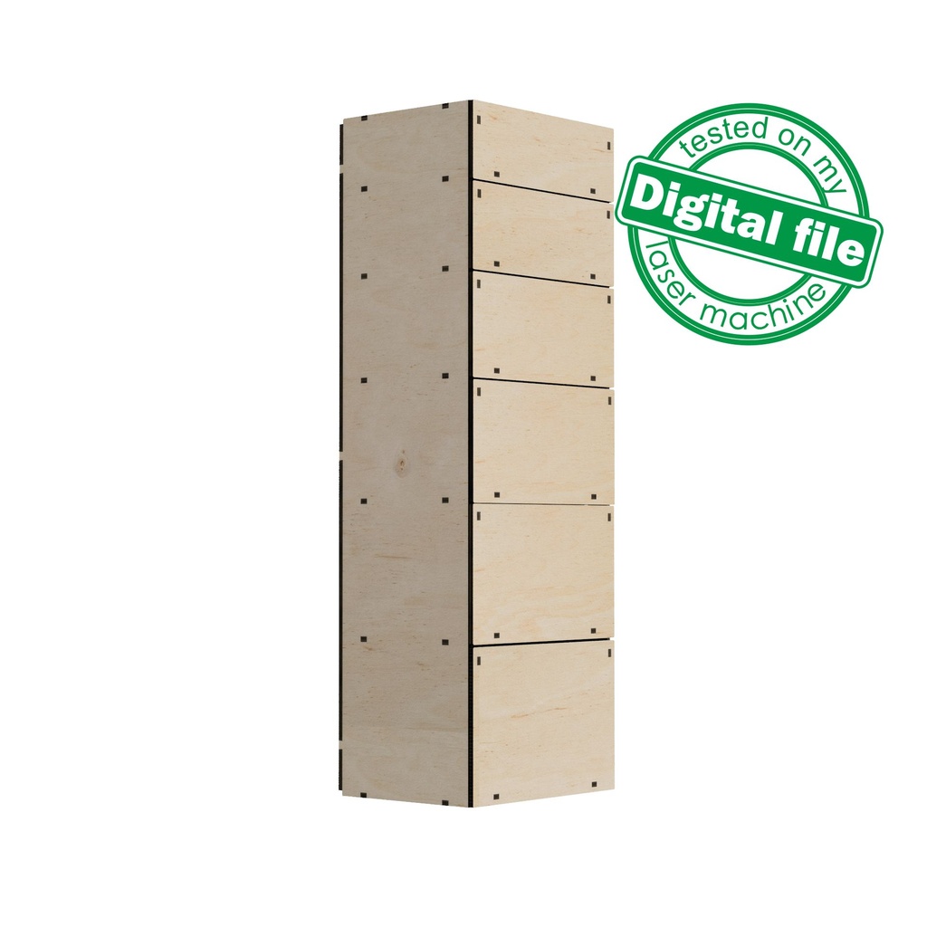 DXF, SVG files for laser Tall Wooden Chest of Drawers, Box Storage, different boxes, desk organization ideas, Material 3.2 mm (1/8'')