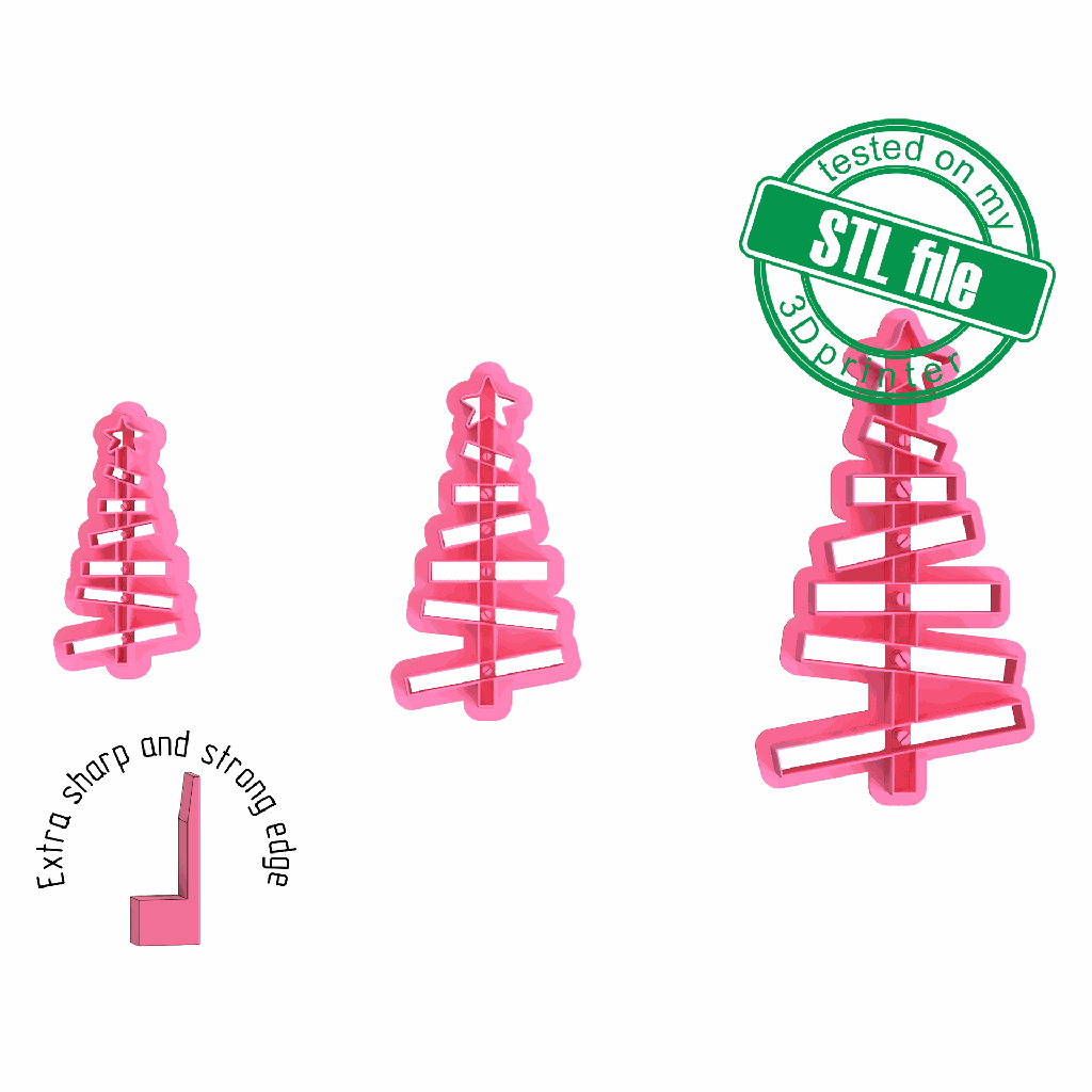 Christmas pallet tree, 3 Sizes, Digital STL File For 3D Printing, Polymer Clay Cutter, Earrings, Cookie, sharp, strong edge