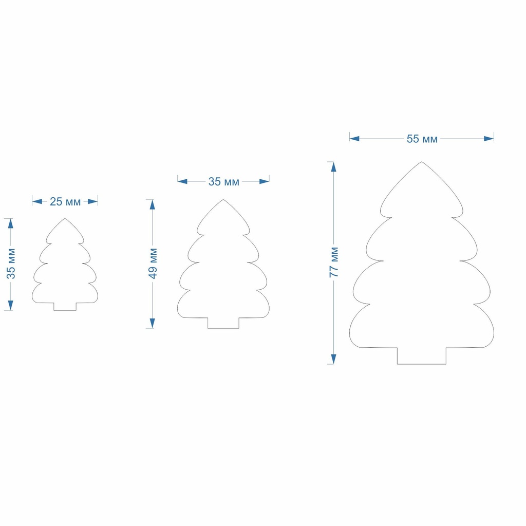 Christmas tree, Winter, New Year, 3 Sizes, Digital STL File For 3D Printing, Polymer Clay Cutter, Earrings, Cookie, sharp, strong edge