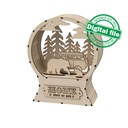 DXF, SVG files for laser Wooden Snow Globe with a camper van, Forest, Tiny Bear, 3D Ornament, Home is where we park it, Material 1/8''(3 mm)