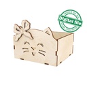 DXF, SVG files for laser Wooden box Cat with bow, Crochet Storage Box, Knitting Yarn Box, Easter decor, Decoration idea, Plywood or MDF 3 mm