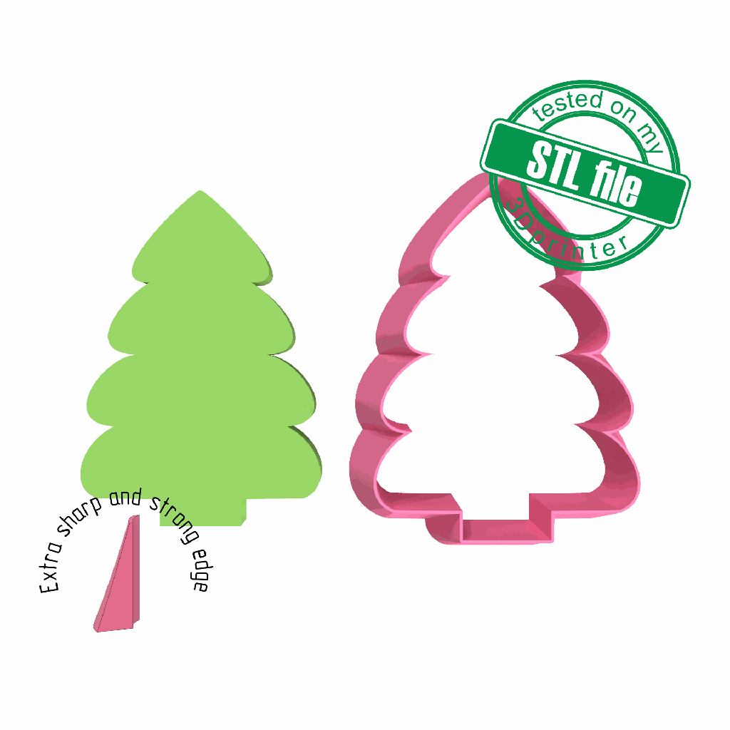 Christmas tree, Winter, New Year, 3 Sizes, Digital STL File For 3D Printing, Polymer Clay Cutter, Earrings, Cookie, sharp, strong edge