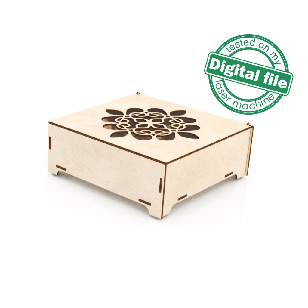 DXF, SVG files for laser Wooden boxes, Gift box, Openwork Mandala, Vector project, Glowforge, Material thickness 1/8 inch (3.2 mm)