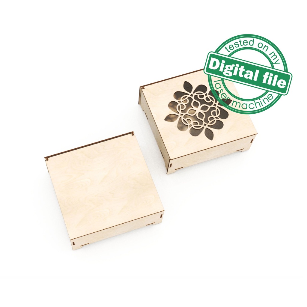DXF, SVG files for laser Wooden boxes, Gift box, Openwork Mandala, Vector project, Glowforge, Material thickness 1/8 inch (3.2 mm)