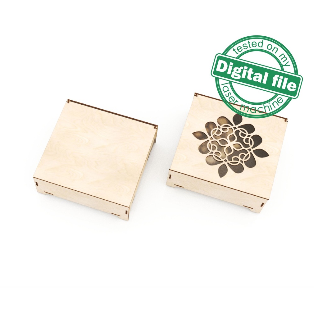 DXF, SVG files for laser Wooden boxes, Gift box, Openwork Mandala, Vector project, Glowforge, Material thickness 1/8 inch (3.2 mm)