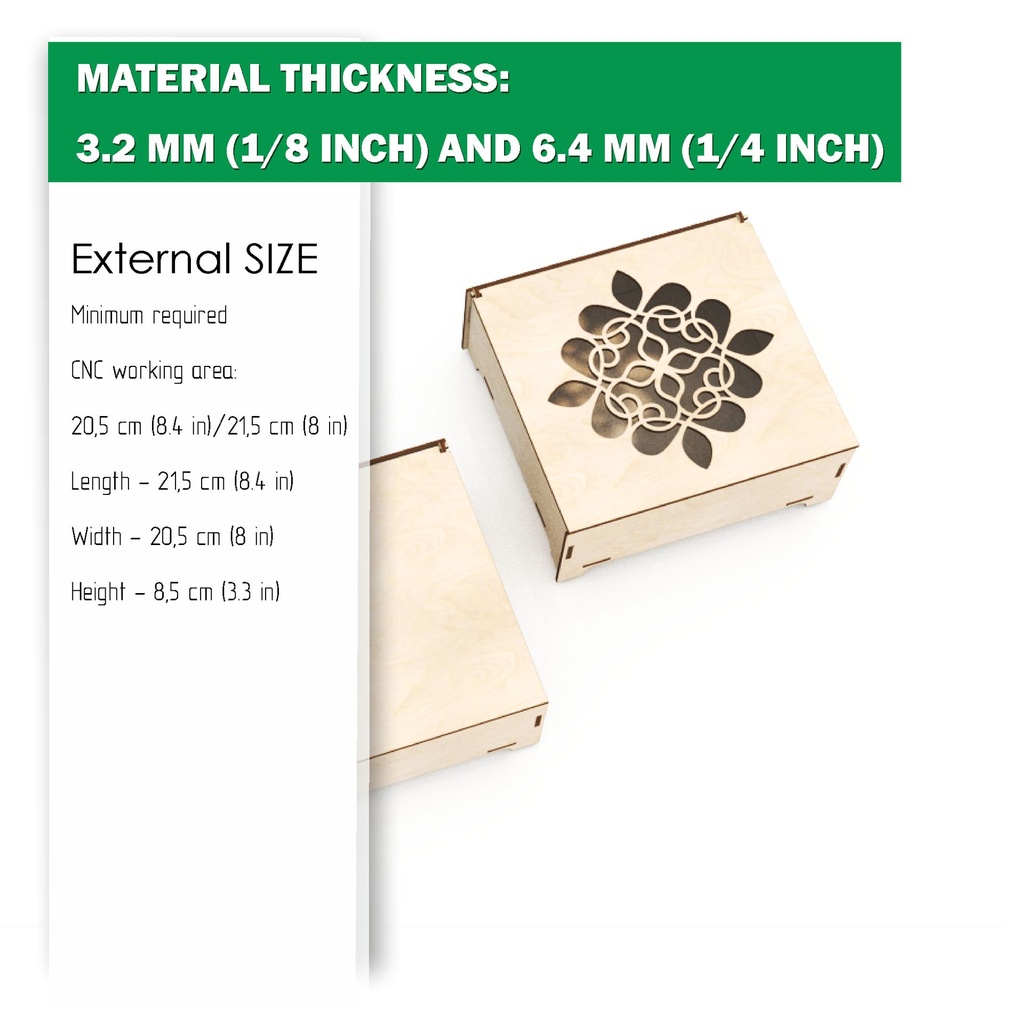 DXF, SVG files for laser Wooden boxes, Gift box, Openwork Mandala, Vector project, Glowforge, Material thickness 1/8 inch (3.2 mm)