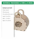 DXF, SVG files for laser Wooden handbag Chrysanthemum, Mother day, Bridesmaid gift, Flower basket, Glowforge, Material 1/8'' (3.2 mm)
