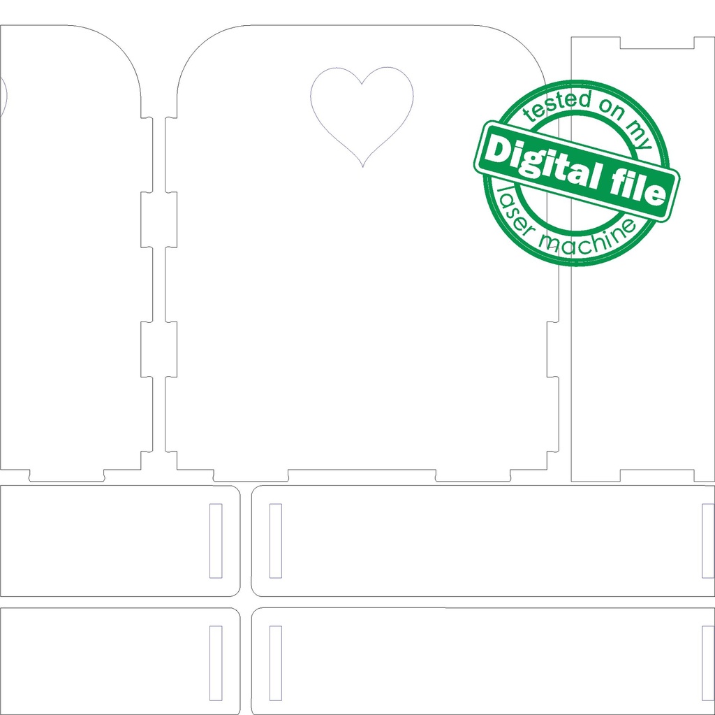 DXF, SVG files for laser slatted box, wooden storage crate, craft tools box, Vector project, Glowforge, Material thickness 1/8 inch (3.2 mm)