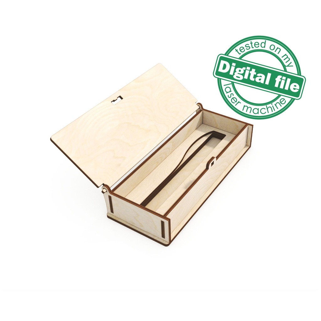 DXF, SVG files for laser wooden pencil case, pen storage box, Vector project, Glowforge, Material thickness 1/8 inch (3.2 mm)