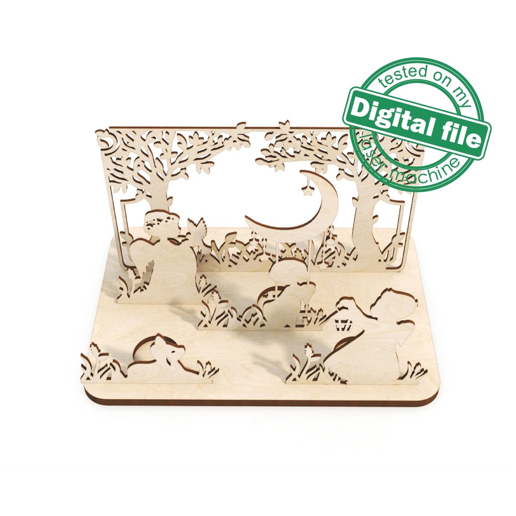DXF, SVG files for laser Сandle holder Little angels, Vector project, Glowforge, Material thickness 1/8 inch (3.2 mm)
