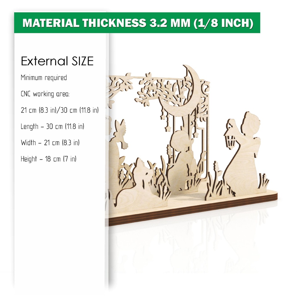 DXF, SVG files for laser Сandle holder Little angels, Vector project, Glowforge, Material thickness 1/8 inch (3.2 mm)