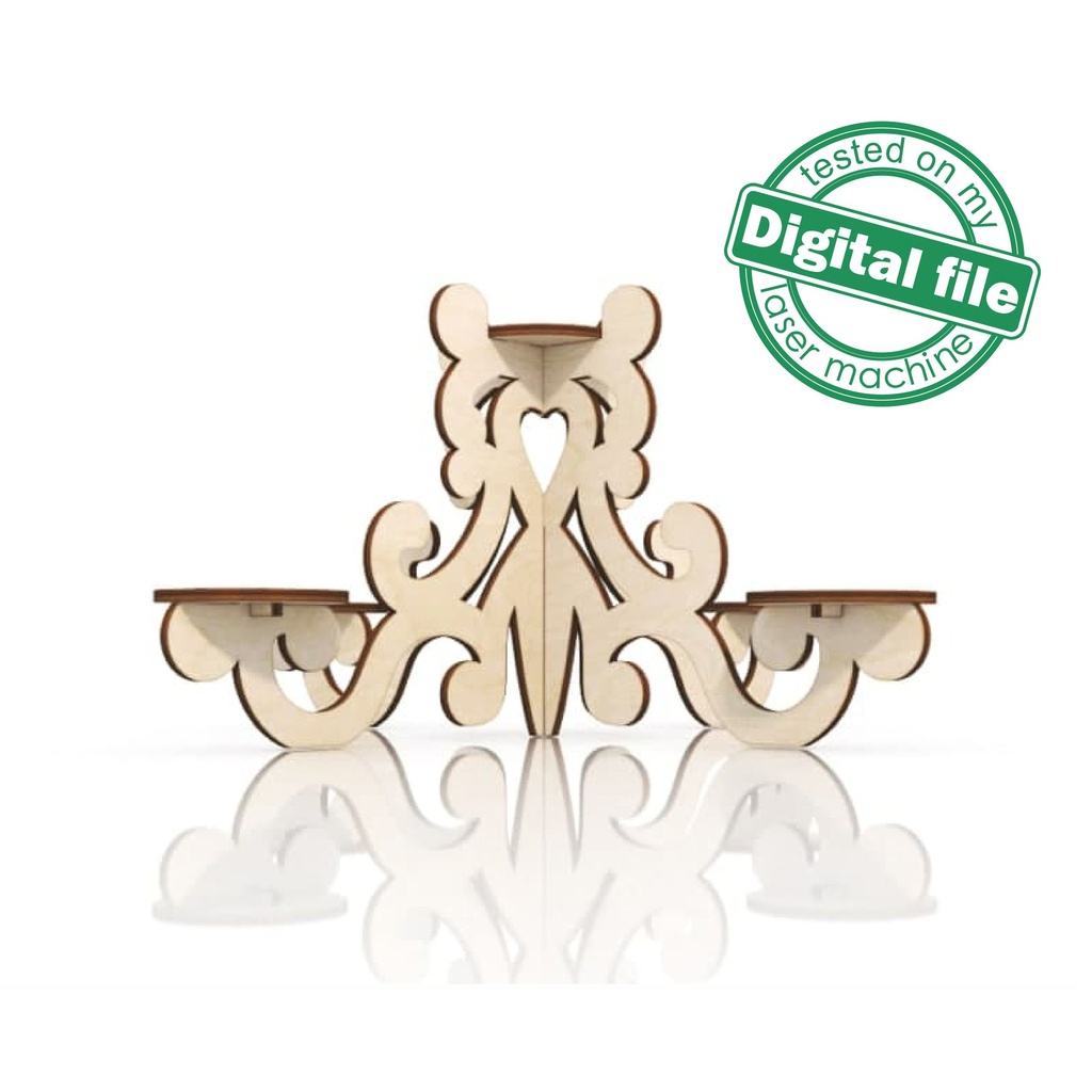 DXF, SVG files for laser Сandle holder With heart, Vector project, Glowforge, Material thickness 1/8 inch (3.2 mm)