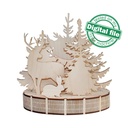 DXF file for laser  Woodland Winter Christmas Decoration, Winter Forest, Deer, Rabbit, Centerpiece, Light-up Christmas, SVG, PDF