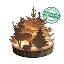 DXF file for laser  Woodland Winter Christmas Decoration, Winter Forest, Deer, Rabbit, Centerpiece, Light-up Christmas, SVG, PDF