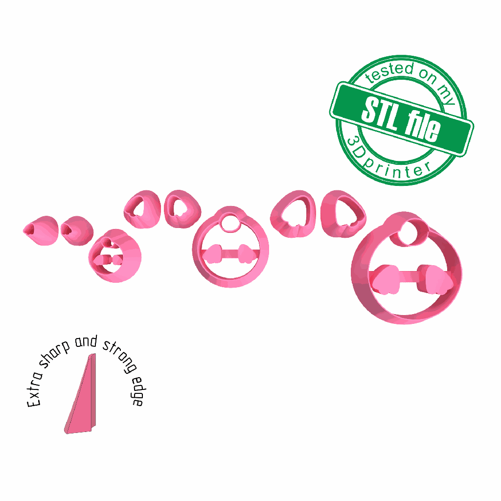 Easter Bunny butt, Tail, Paws, 3 Sizes, Digital STL File For 3D Printing, Polymer Clay Cutter, Earrings, Cookie, sharp, strong edge
