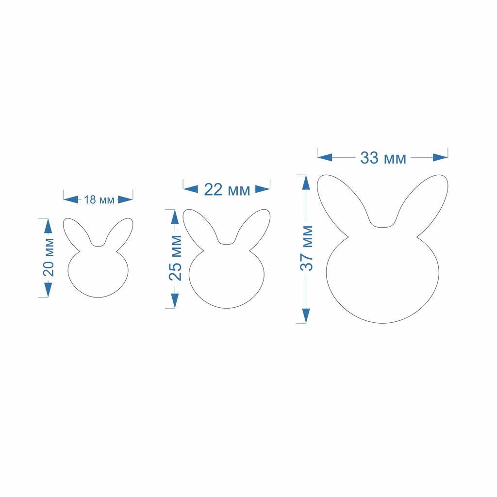 Easter Bunny, Rabbit, 3 Sizes, Digital STL File For 3D Printing, Polymer Clay Cutter, Earrings, Cookie, sharp, strong edge