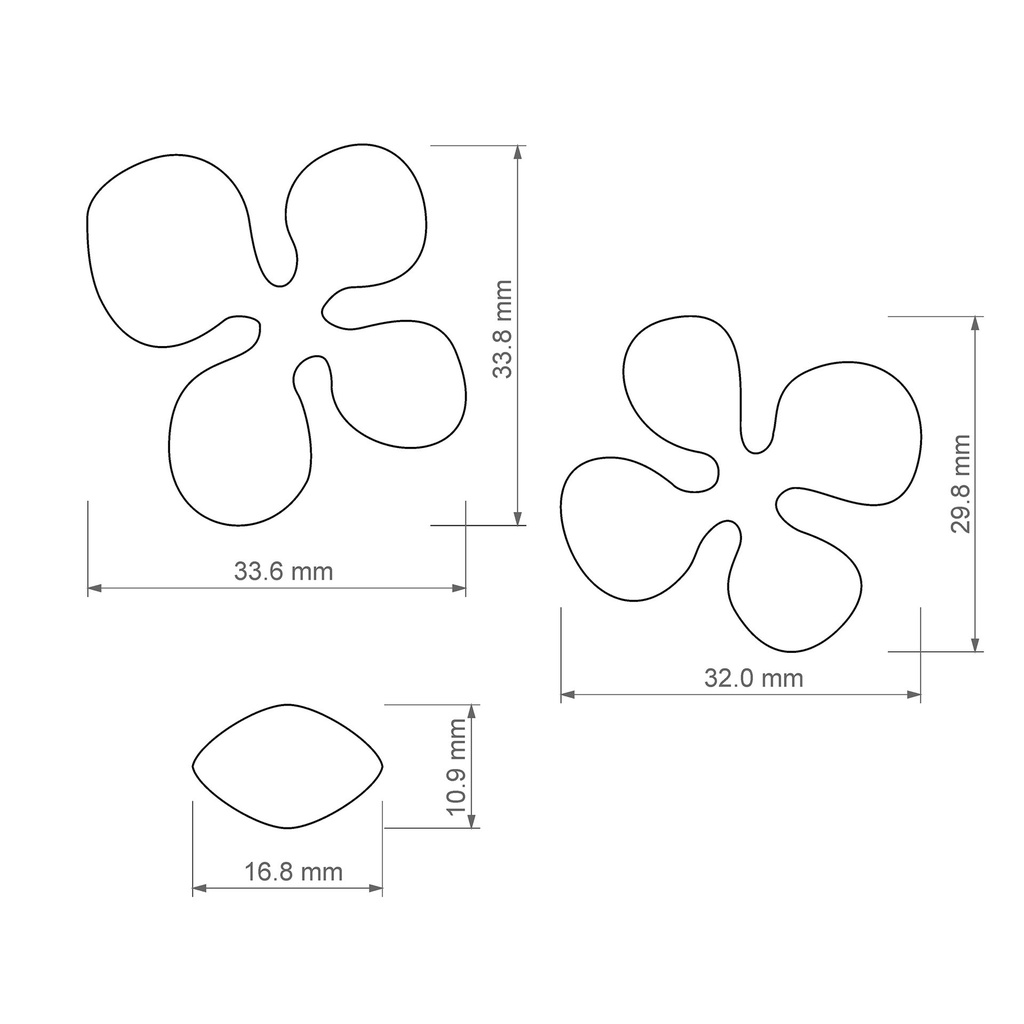 Floral Combo #2, Flower Combo with Leaf, Digital STL File For 3D Printing, Polymer Clay Cutter, Earrings Flowers, 3 different designs