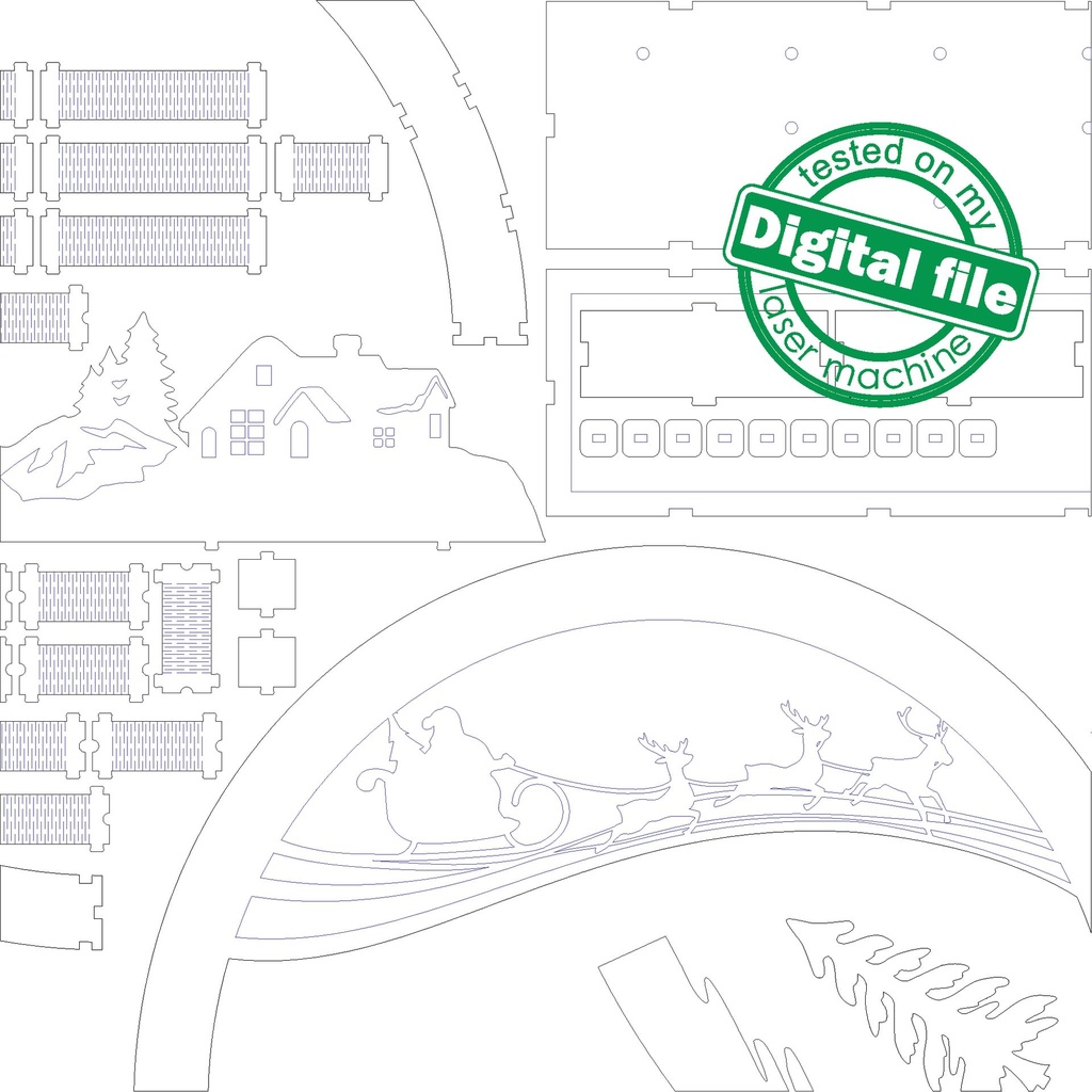 DXF file for laser Large Wooden Decoration Electrically Illuminated Light Arch,Wood Schwibbogen, Centerpiece, Light-up Christmas, SVG, PDF
