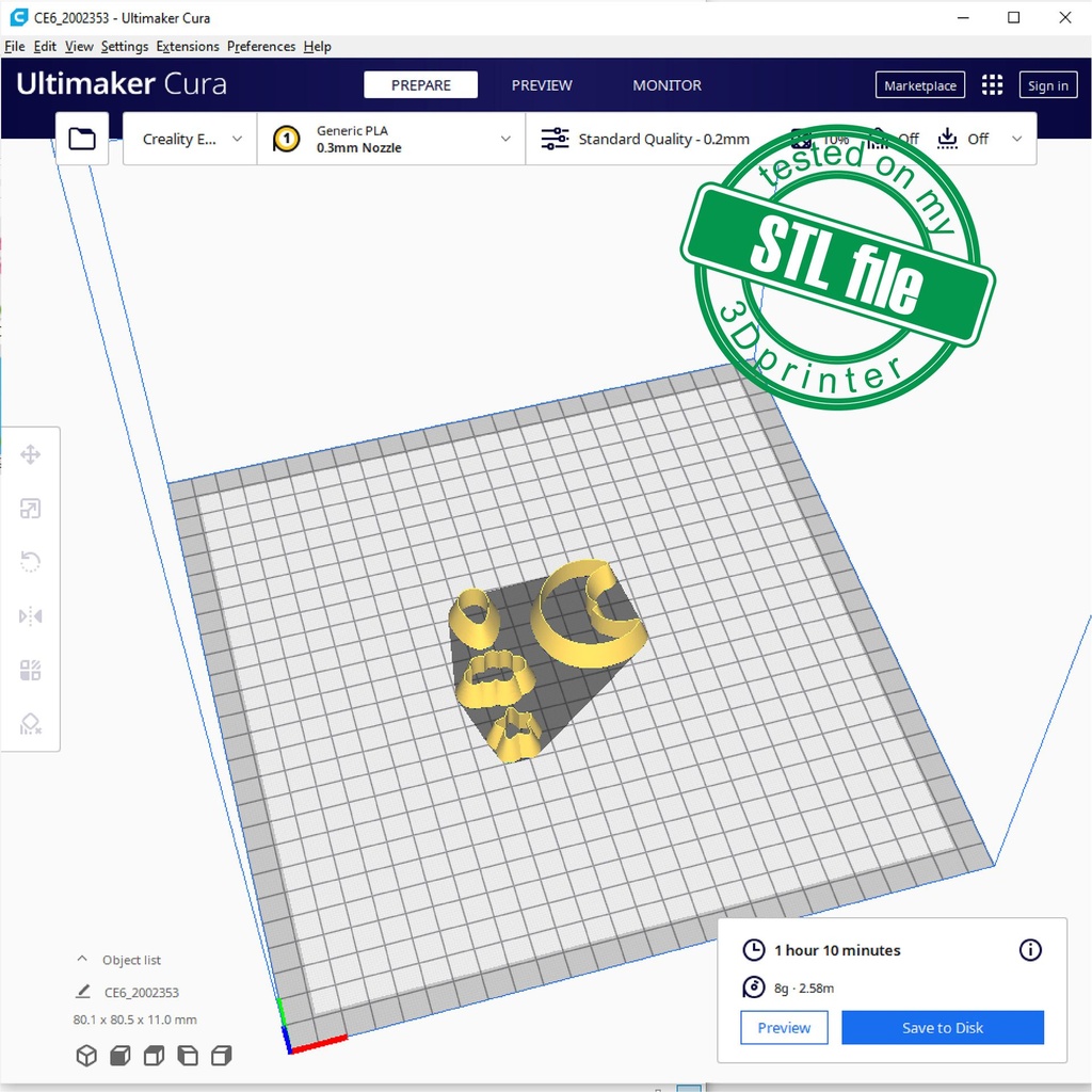 General Combo # 1, Bundle Moon, Star, Cloud, Drop, Digital STL File For 3D Printing, Polymer Clay Cutter, Earrings, 4 different designs