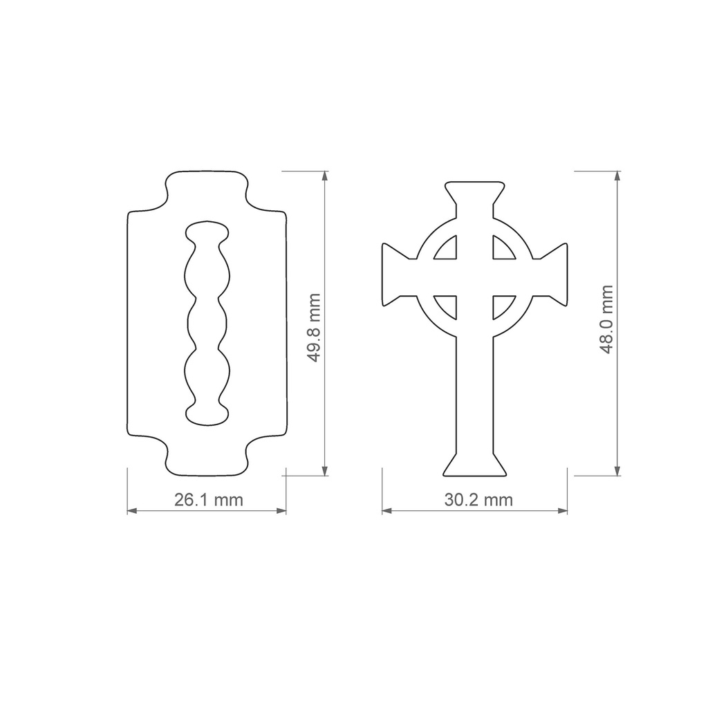 General Combo #2, Cross and Razor blade, Digital STL File For 3D Printing, Polymer Clay Cutter, Earrings, 2 different designs