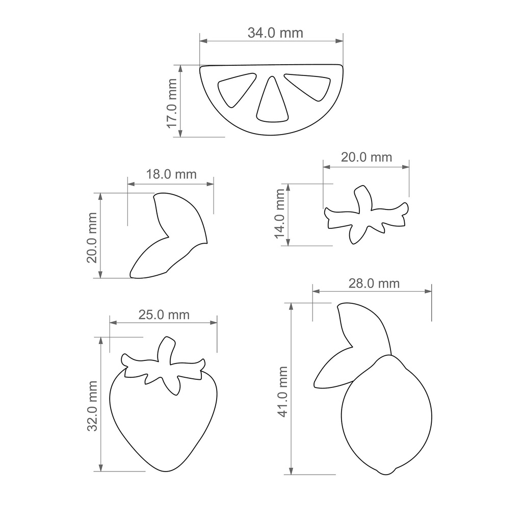 General Combo #5, Bundle Summertime, Summer time, strawberry, leaf, watermelon, lemon, Digital STL File For 3D Printing, Polymer Clay Cutter