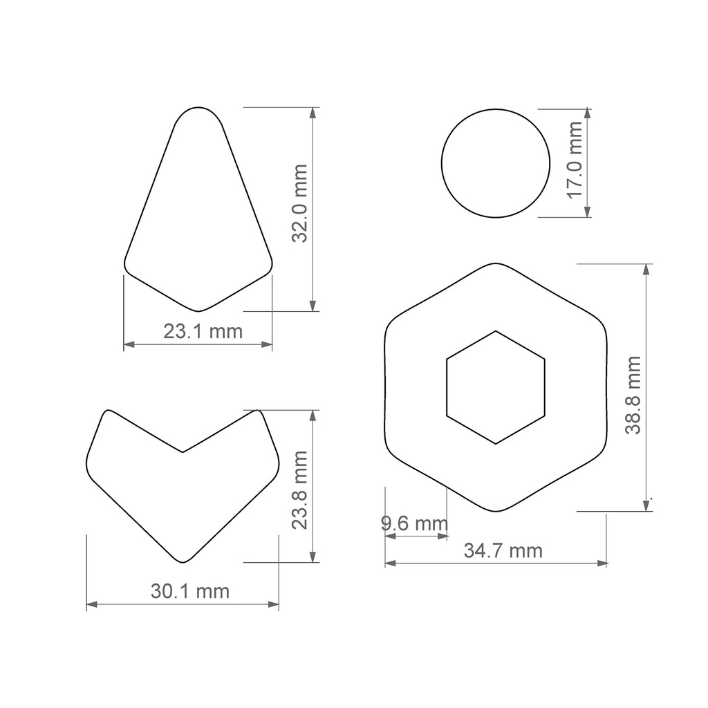 Geometric Combo #12, Chevron, Window Poligon, Circle, Rounded Polygon, Digital STL File For 3D Printing, Polymer Clay Cutter, Earrings