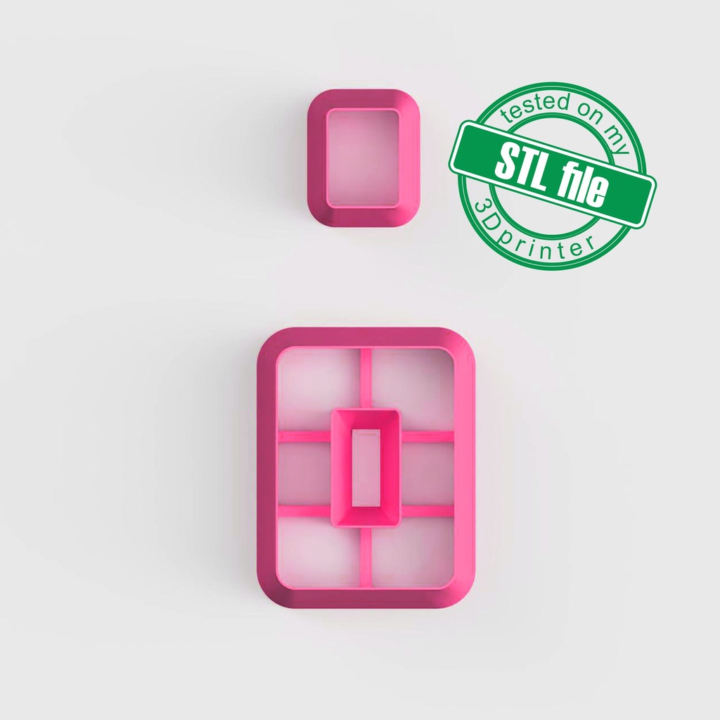 Geometric Combo #13, Rounded Rectangle with Window, Digital STL File For 3D Printing, Polymer Clay Cutter, Earrings, 2 different designs