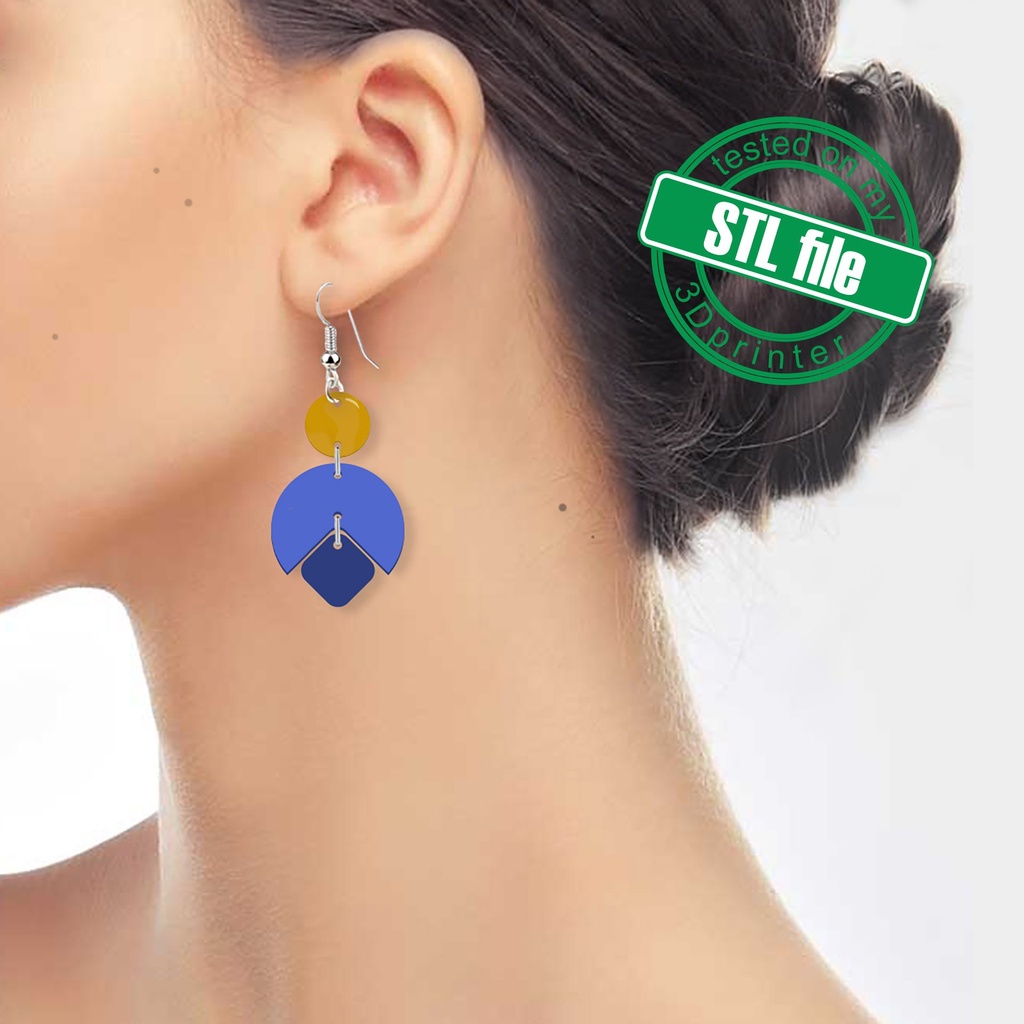 Geometric Combo #4, Boho Style, Digital STL File For 3D Printing, Polymer Clay Cutter, Earrings, 4 different designs