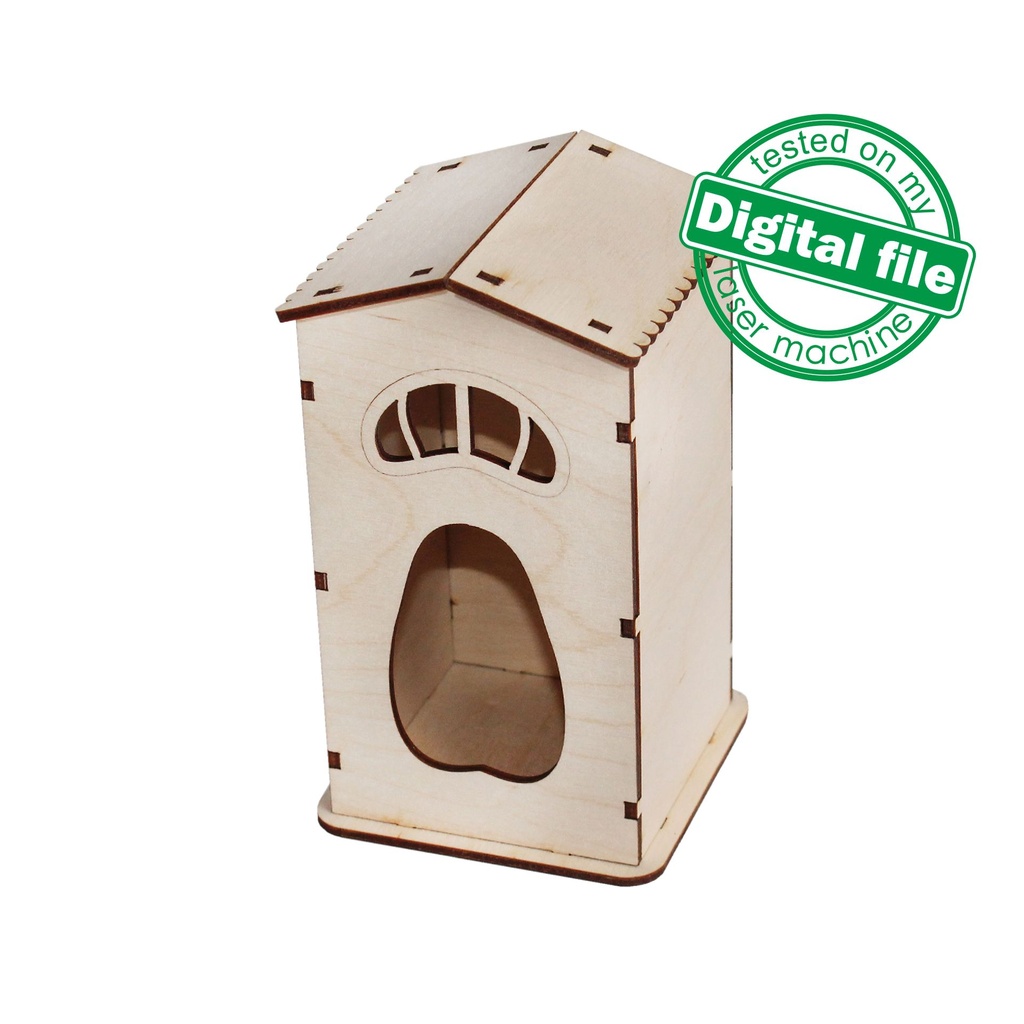 DXF files for laser Birdhouse, wooden decorative house, Vector projects for laser cutting, svg Files, Glowforge, Plywood or MDF 3mm