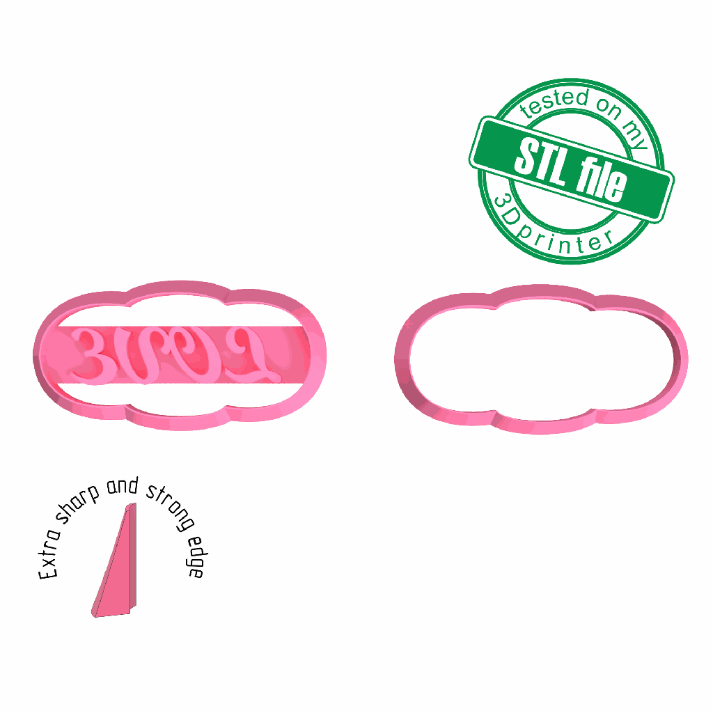 Hair Barrette Cutter Love , St valentine's, Digital STL File For 3D Printing, Polymer Clay Cutter, Earrings, Cookie, sharp, strong edge