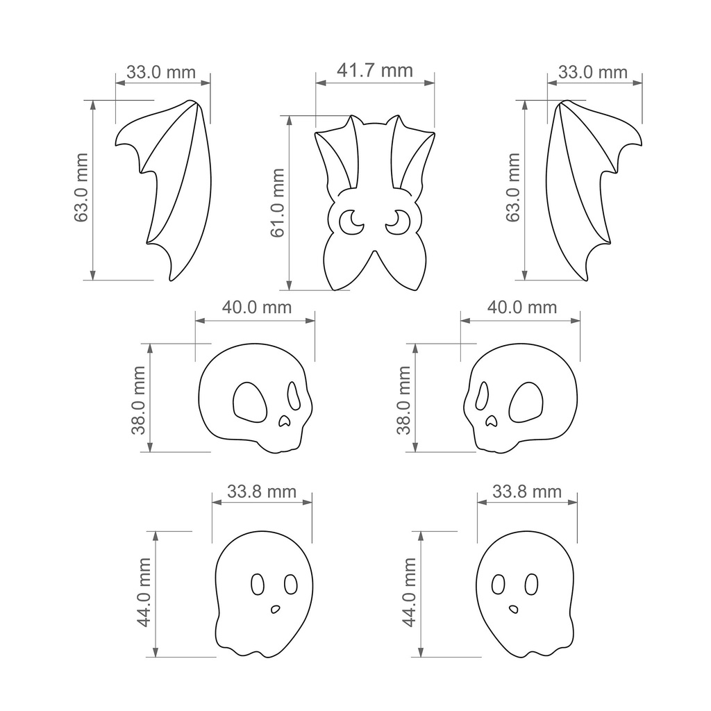 Halloween Super Bundle #3, Digital STL File For 3D Printing, Polymer Clay Cutter, Micro Cutter, Tiny Stud Clay cutter, 6 different designs