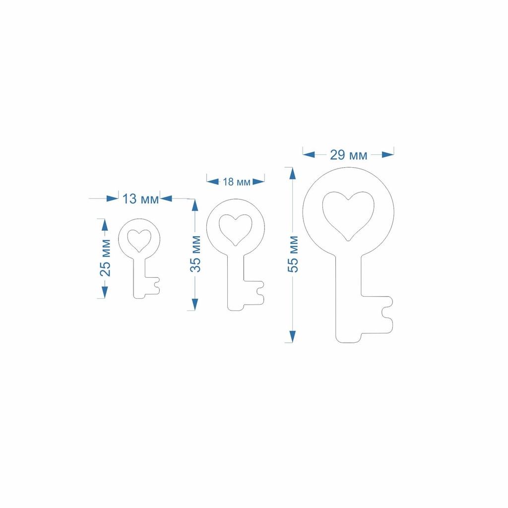 Heart key #1, St valentine's, Love, 3 Sizes, Digital STL File For 3D Printing, Polymer Clay Cutter, Earrings, Cookie, sharp, strong edge