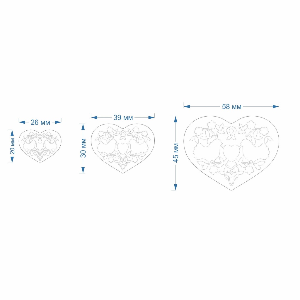 Heart, Lovers doves, flowers, St valentine's,3 Sizes, Digital STL File For 3D Printing,Polymer Clay Cutter,Earrings,Cookie,sharp,strong edge