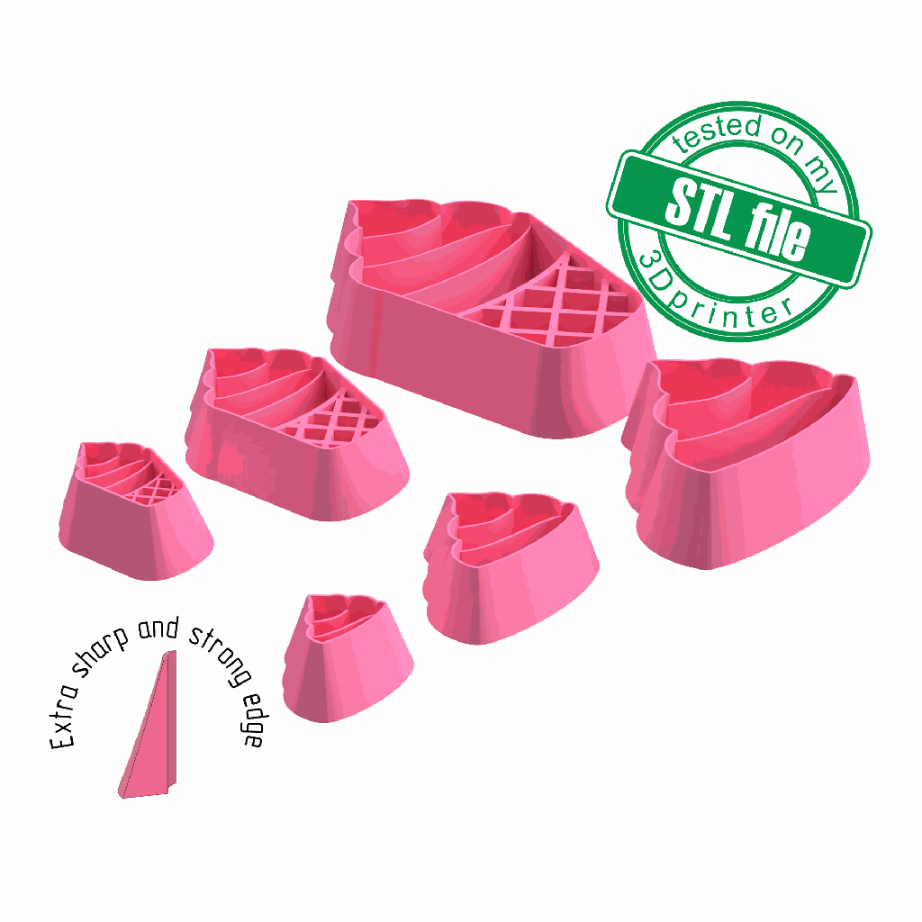 Ice cream2, Summer Time collection, 3 Sizes, Digital STL File For 3D Printing, Polymer Clay Cutter,Studs, Earrings,Cookie,sharp, strong edge