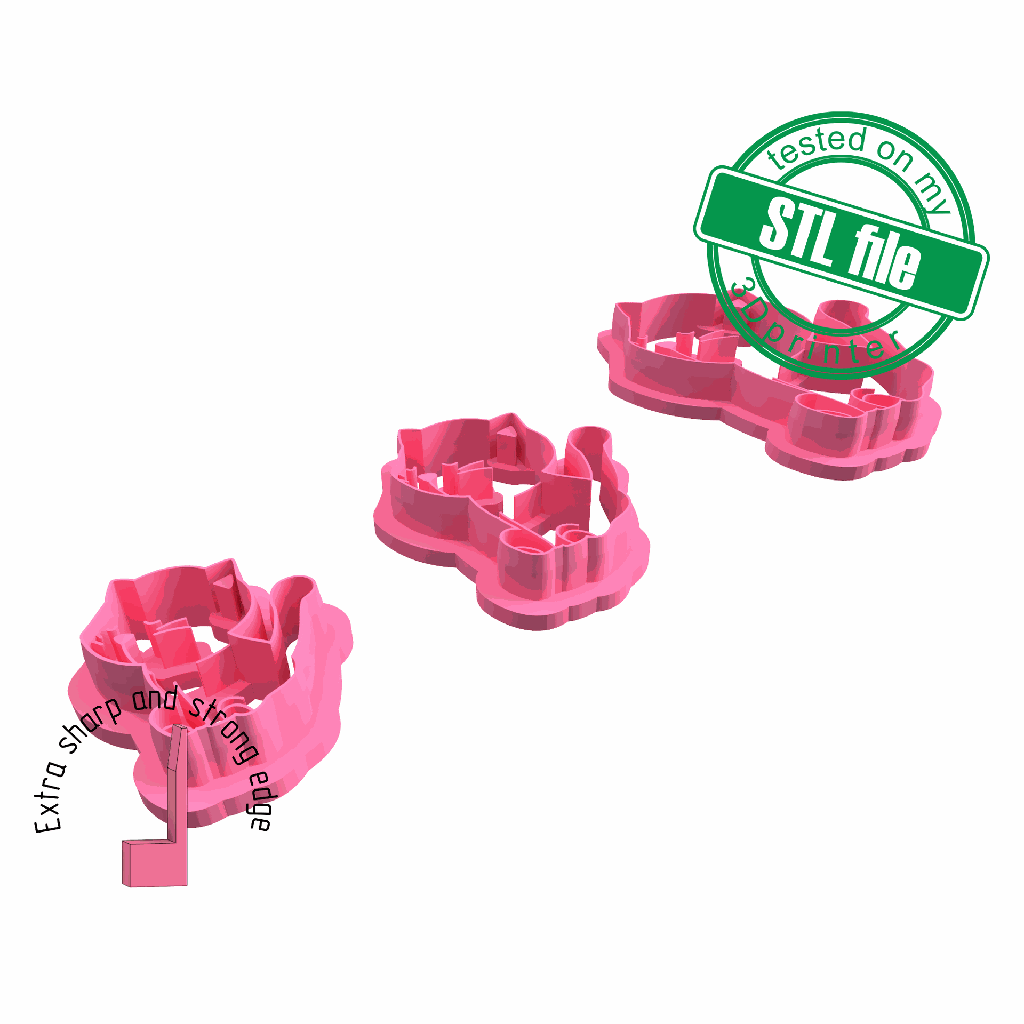 Kitty2, cute pets collection, 3 Sizes, Digital STL File For 3D Printing, Polymer Clay Cutter, Earrings, Cookie