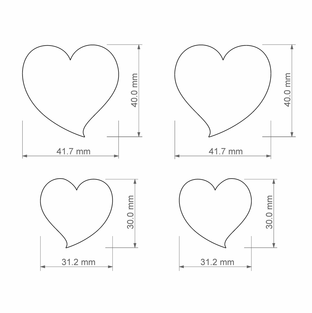 Love Combo # 10, Curved, Stylized, Abstract Heart, Digital STL File For 3D Printing, Polymer Clay Cutter, Earrings, 4 different designs