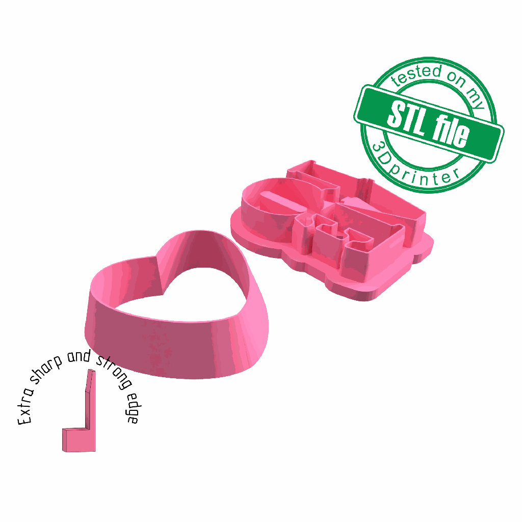 Love Combo # 11, Heart, lettering, St valentine's, Digital STL File For 3D Printing,Polymer Clay Cutter, Earrings,Cookie, sharp, strong edge