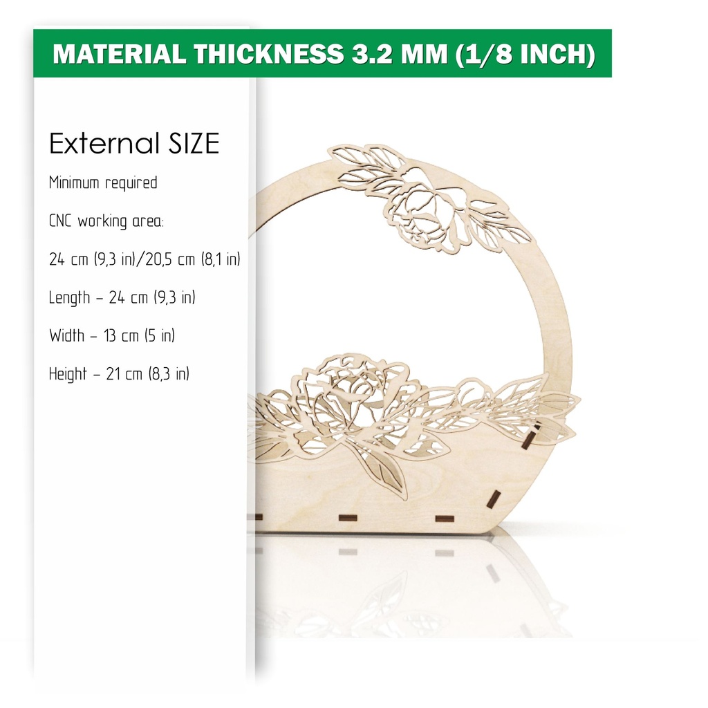 DXF, SVG files for laser Wedding gift basket with peonies, crate box caddy for wine, champagne, flowers, snacks, mr&mrs, Glowforge ready