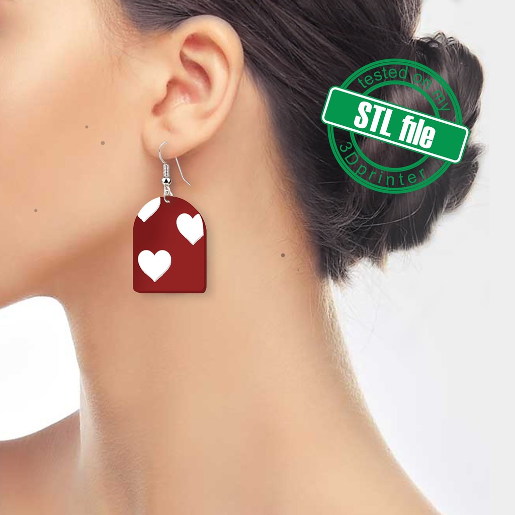 Love Combo #7, Heart, Hearts drop, Arch, Digital STL File For 3D Printing, Polymer Clay Cutter, Earrings, 3 different designs
