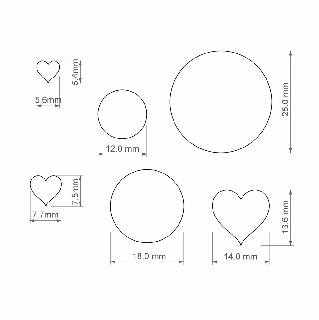 Love Combo #8, Heart, Circle, Digital STL File For 3D Printing, Polymer Clay Cutter, Earrings, 6 different designs